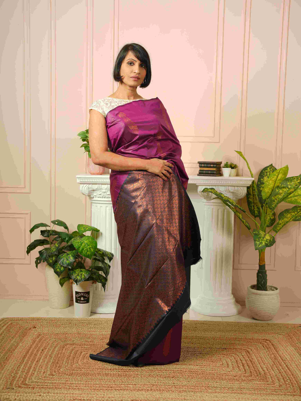 Greshma - Wine Silk Saree