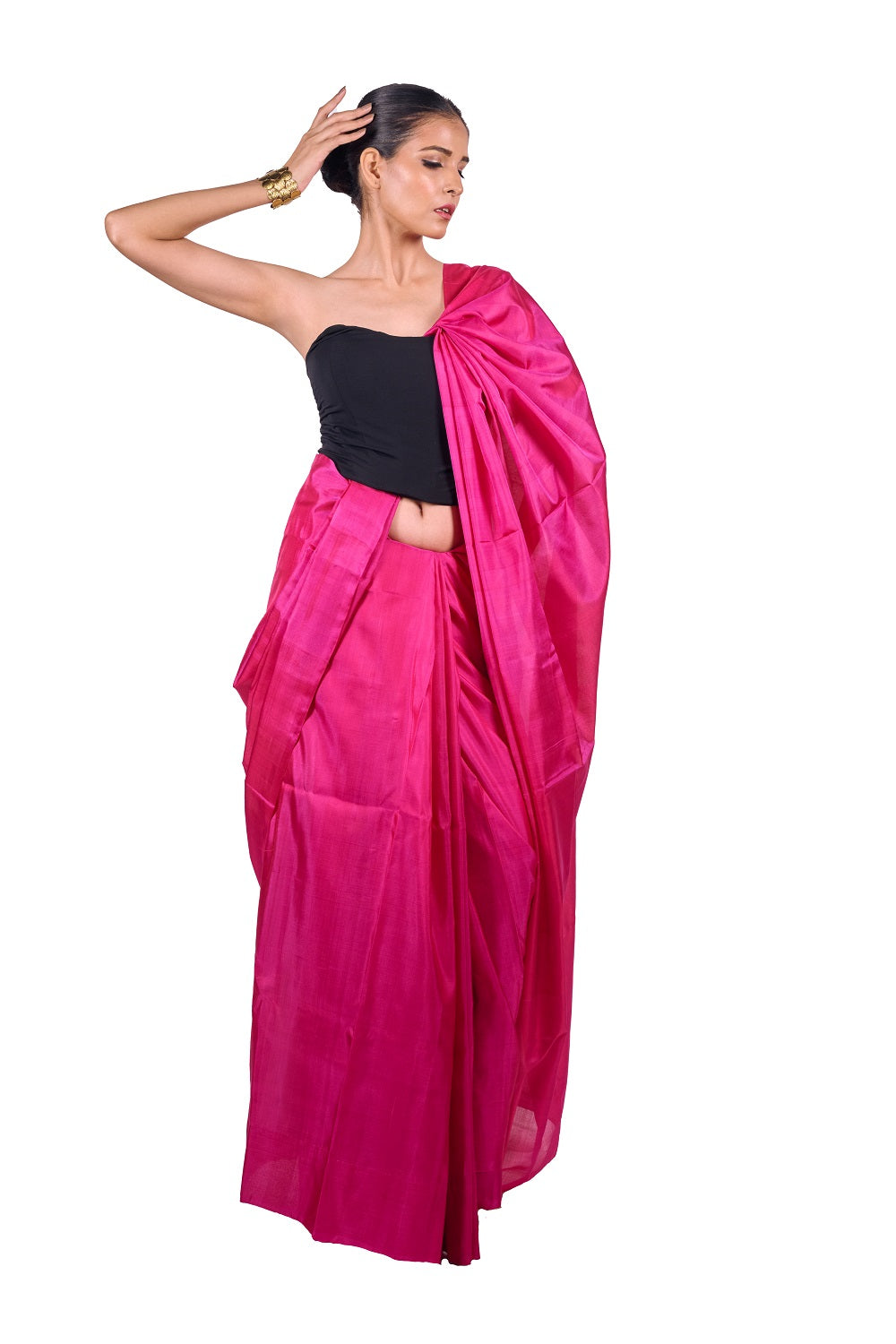 Fuchsia Pink Power - Handwoven Uppada Silk Saree