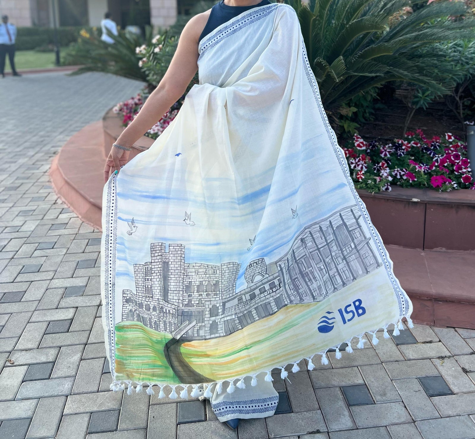 First Ever Unique Graduation Saree - Hand Painted ISB Saree