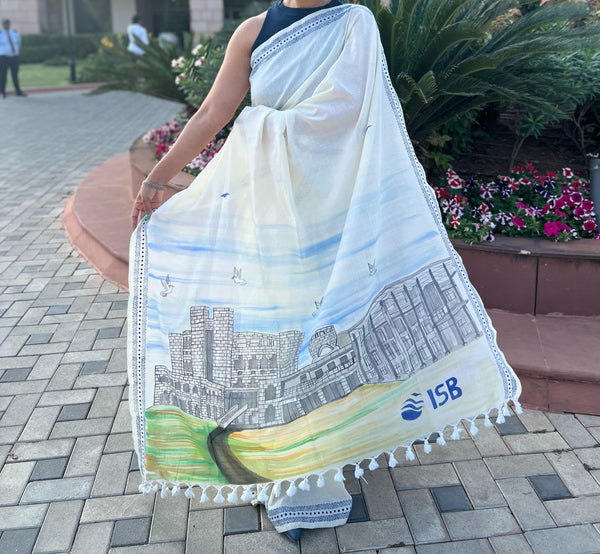 First Ever Unique Graduation Saree - Hand Painted ISB Saree
