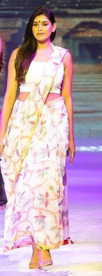 Not A Blank Canvas- Handloom Cotton White Saree