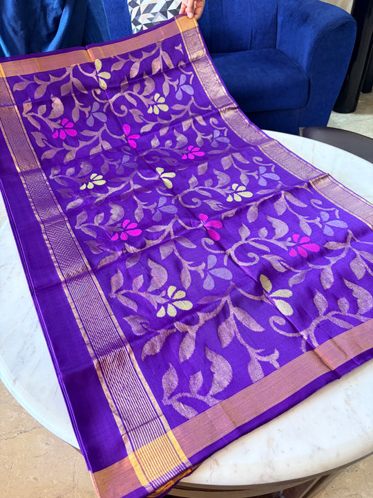 Soundarya -Royal Purple - Uppada Jamdani Silk Saree