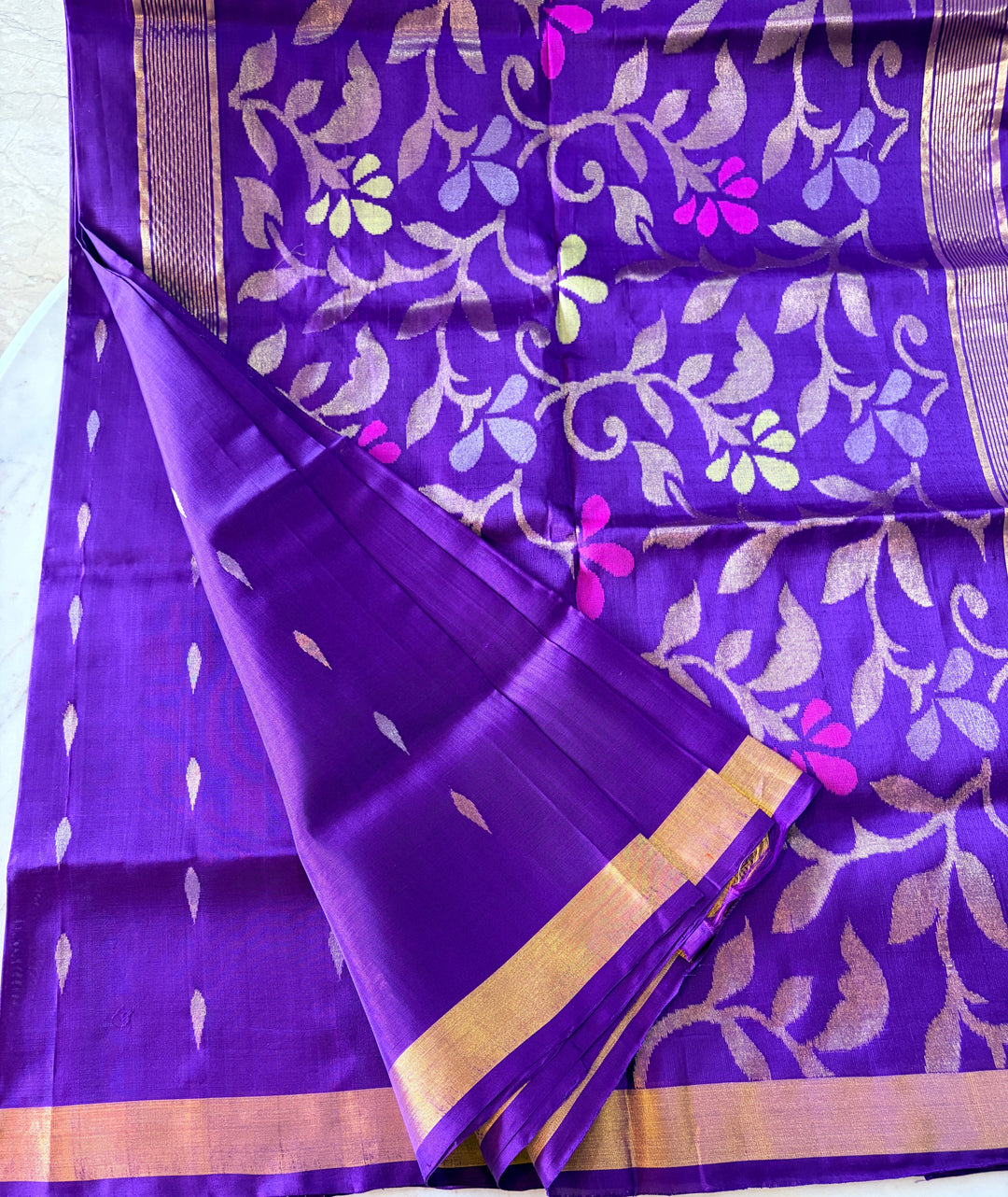 Soundarya -Royal Purple - Uppada Jamdani Silk Saree