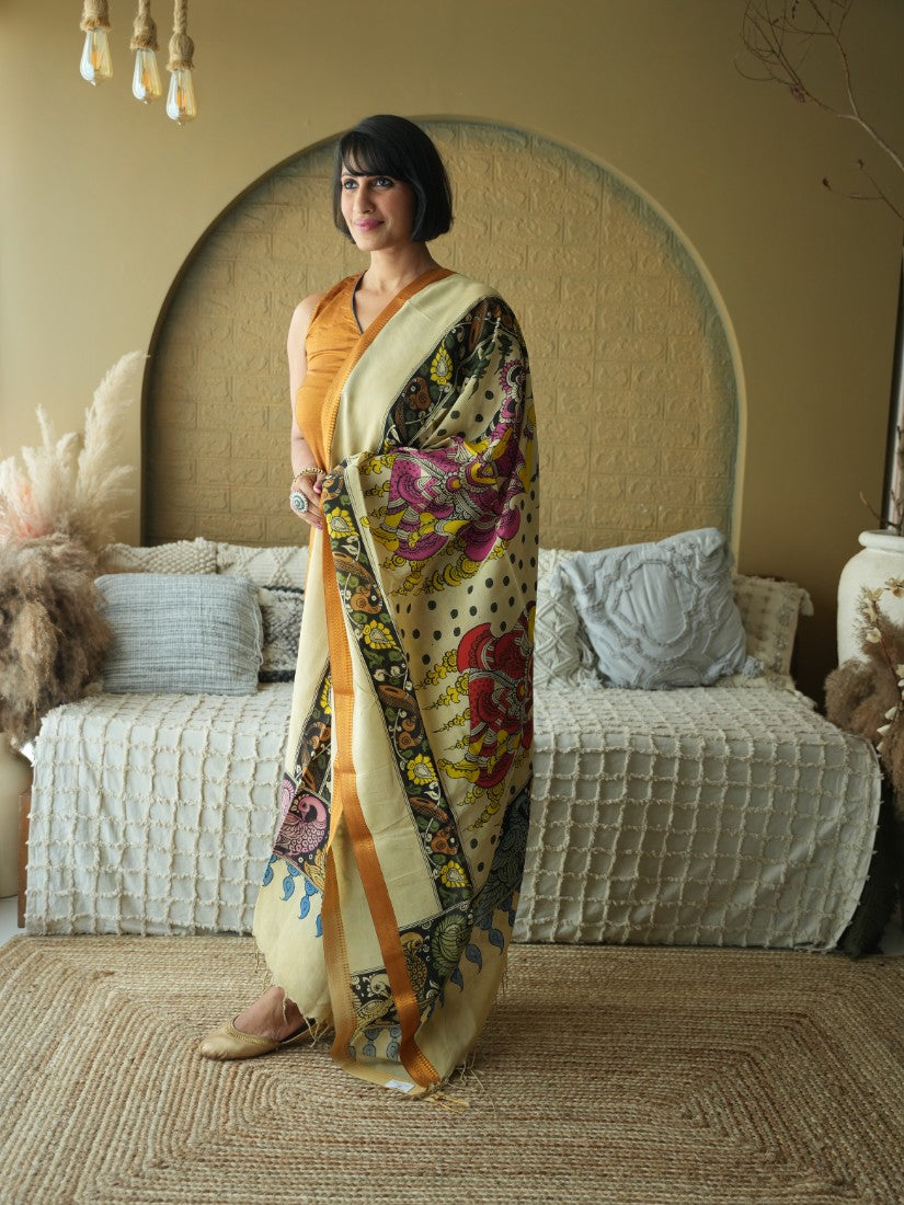 Nritya - Handpainted Pen Kalamkari Dupata