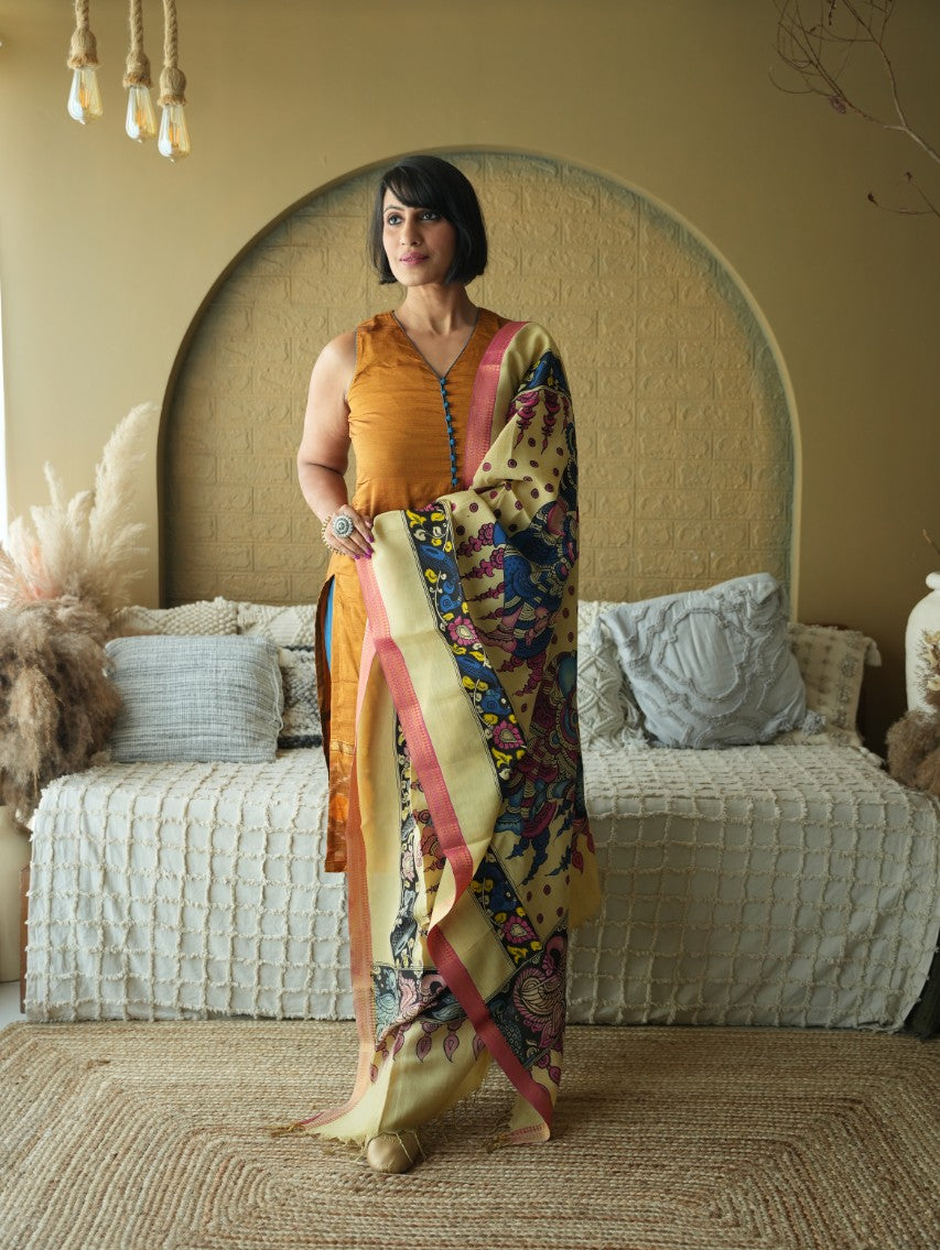 Katha - Handpainted Kalamkari Dupata