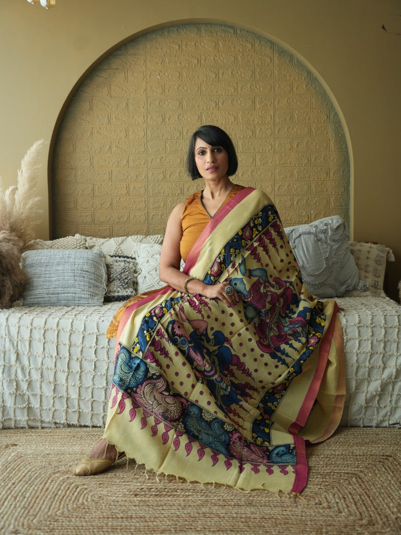 Katha - Handpainted Kalamkari Dupata
