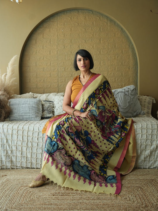 Katha - Handpainted Kalamkari Dupata