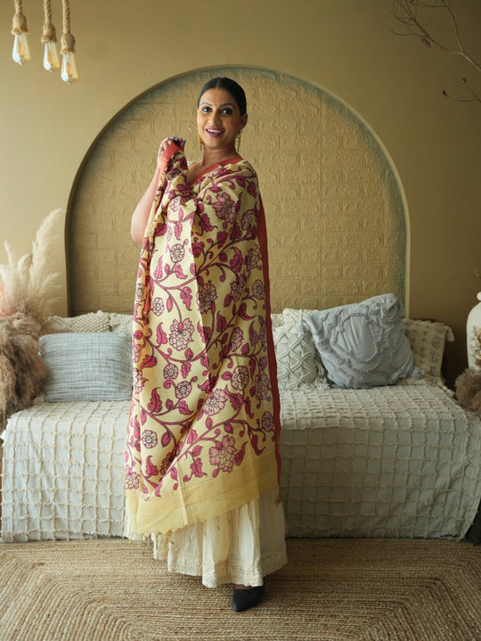 Vatika - Handpainted Kalamkari Dupata