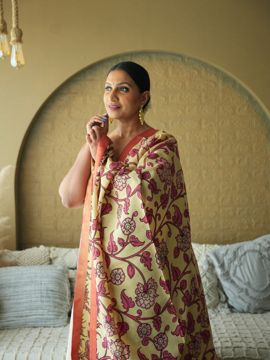 Vatika - Handpainted Kalamkari Dupata