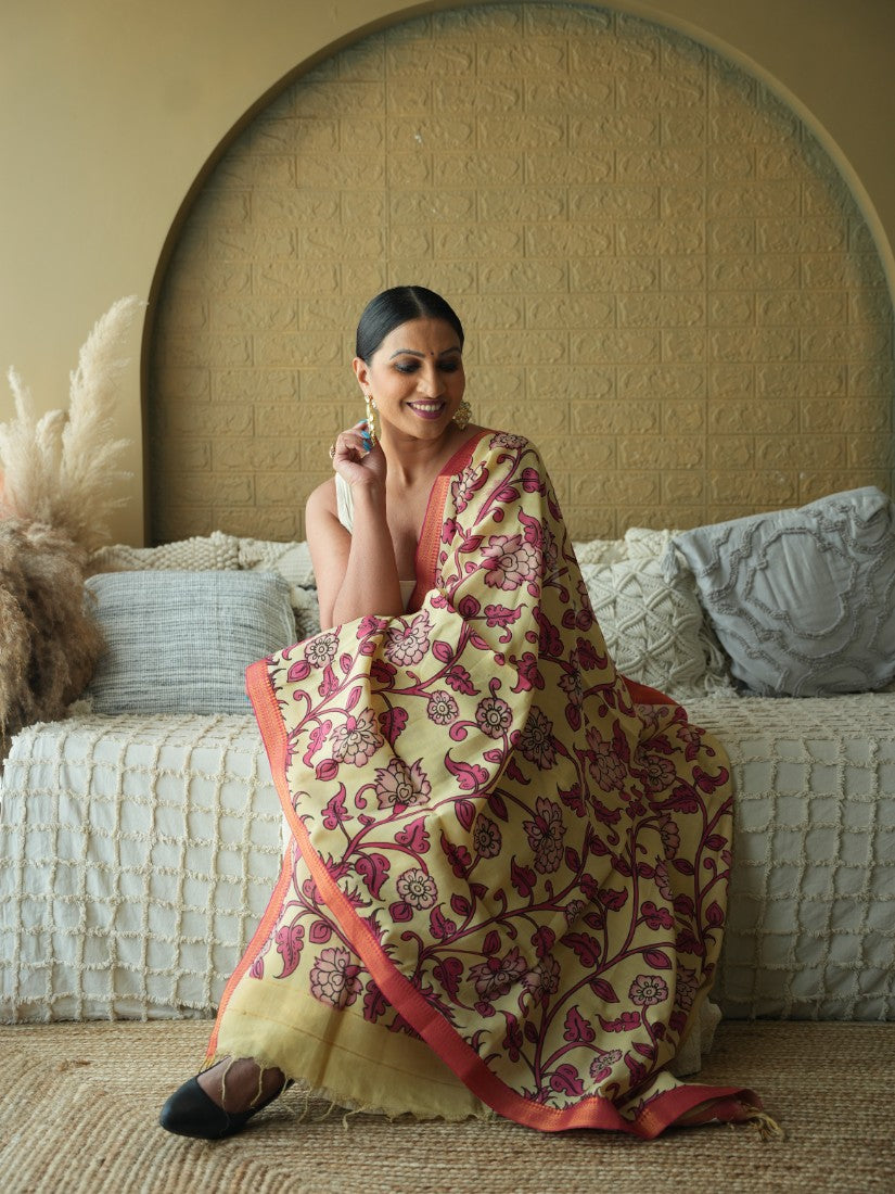 Vatika - Handpainted Kalamkari Dupata