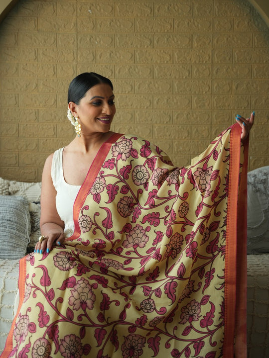 Vatika - Handpainted Kalamkari Dupata