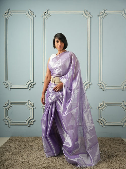 Lave- Lavender Tissue Cotton Saree