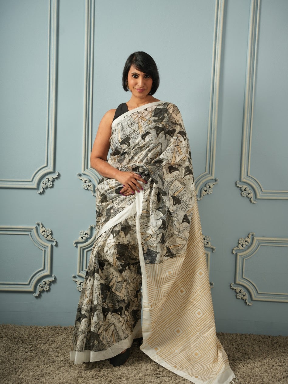 The Girl Tribe- Printed Silk Cotton Saree