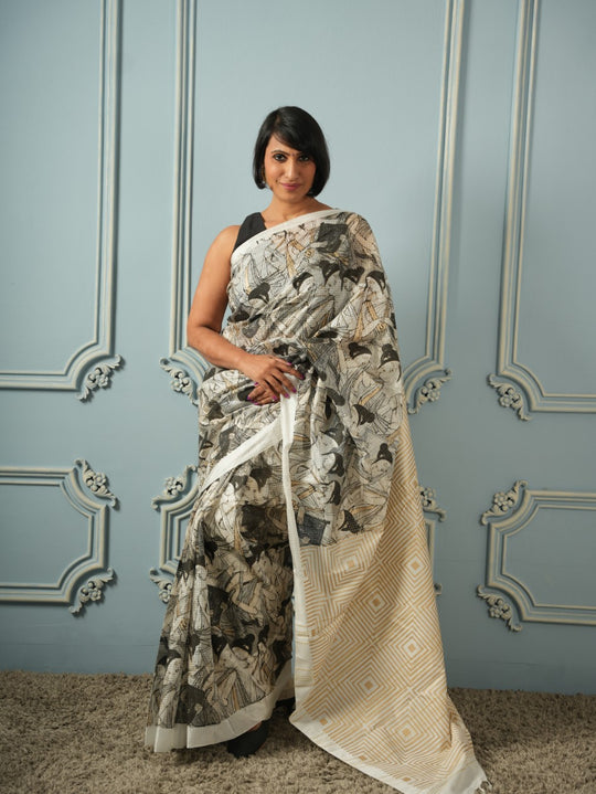 The Girl Tribe- Printed Silk Cotton Saree