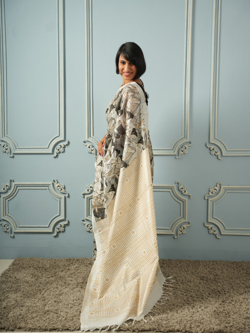 The Girl Tribe- Printed Silk Cotton Saree