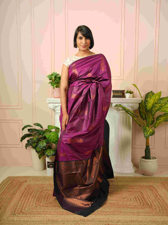 Greshma - Wine Silk Saree