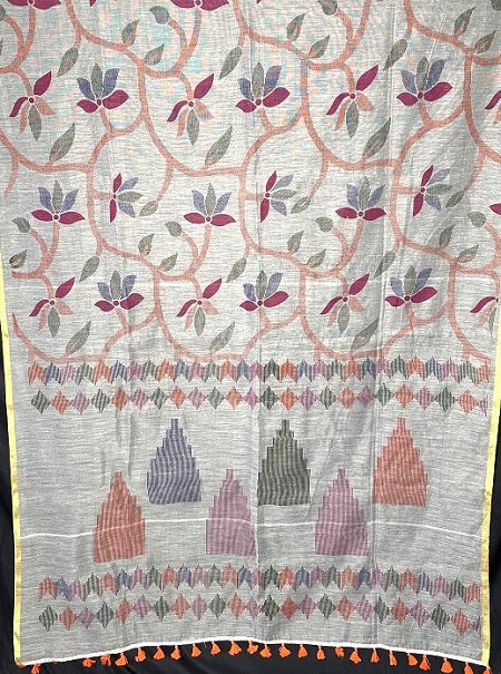 Not A Blank Canvas- Handloom Cotton White Saree