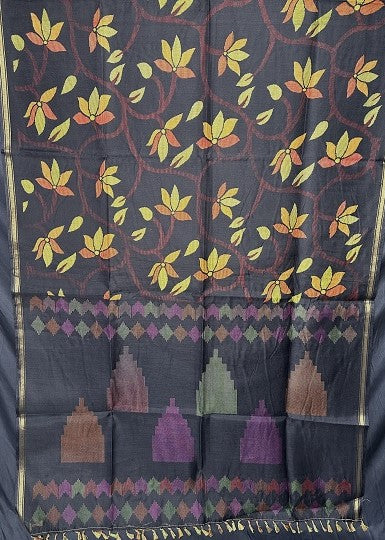 Not a Blank Canvas-Black Handloom Cotton Saree