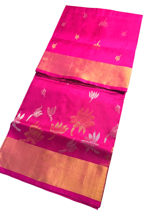 The Lotus Saree - Rani Pink Uppada Silk Saree