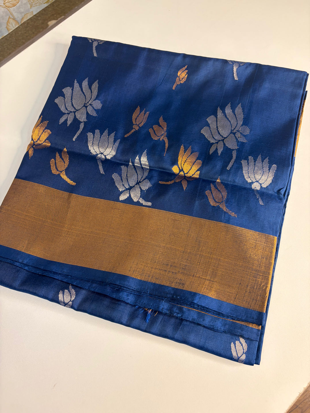 The Lotus Saree - Royal Azure Blue Uppada Silk Saree