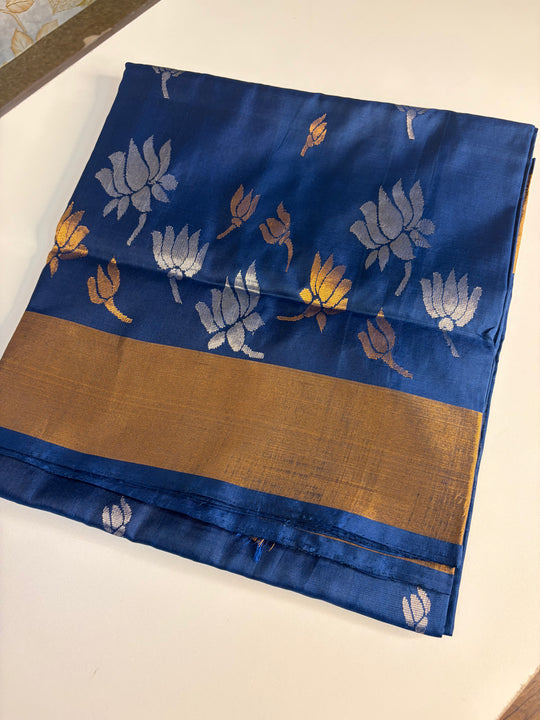The Lotus Saree - Royal Azure Blue Uppada Silk Saree