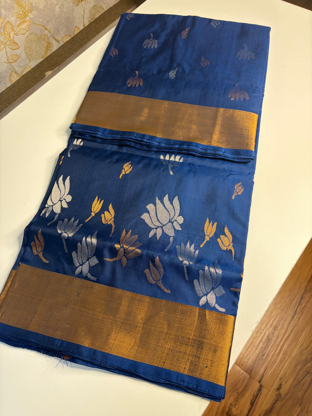 The Lotus Saree - Royal Azure Blue Uppada Silk Saree