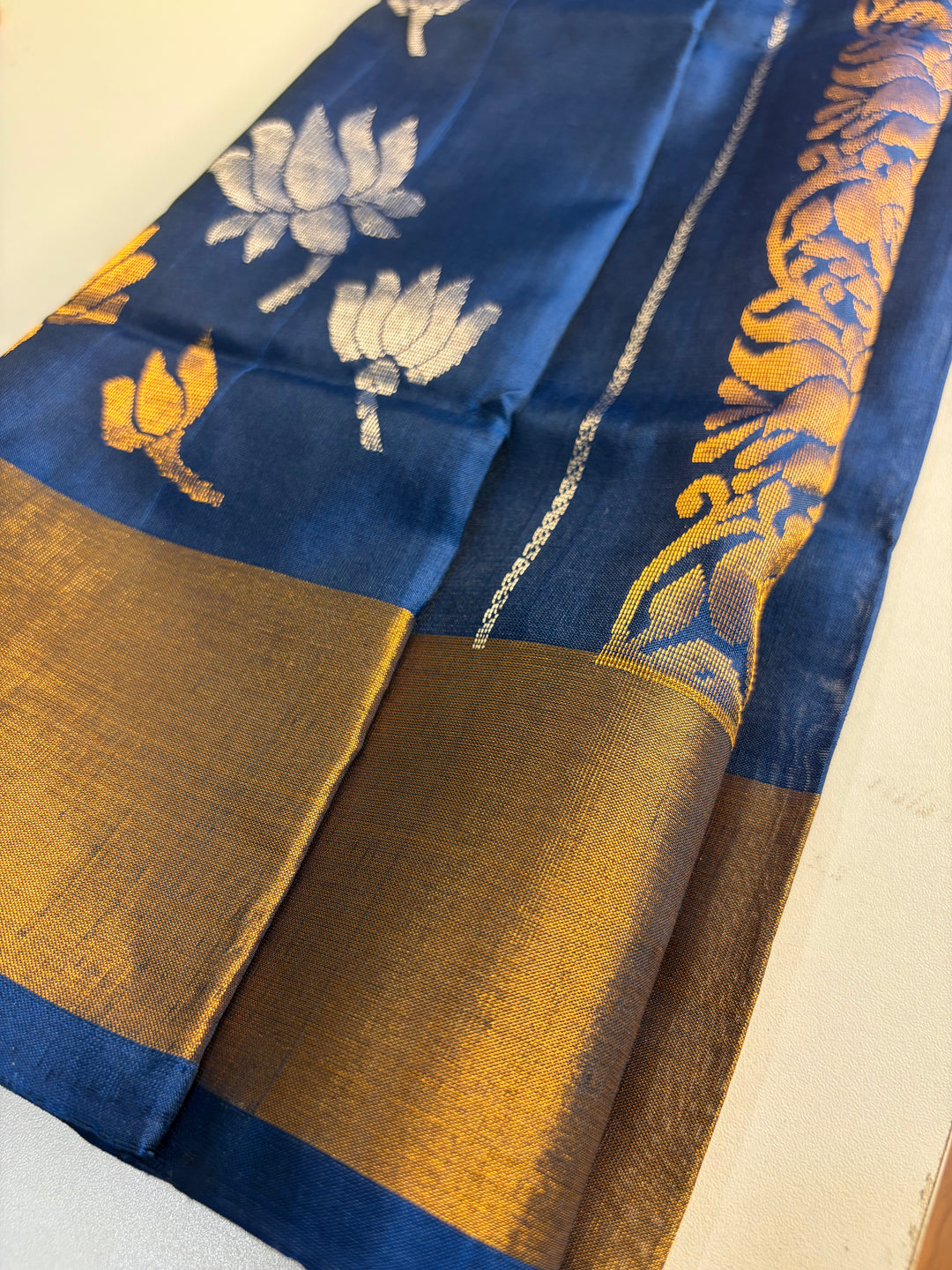 The Lotus Saree - Royal Azure Blue Uppada Silk Saree