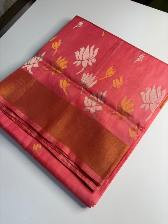The Lotus Saree- Peach Pink Uppada Silk Saree