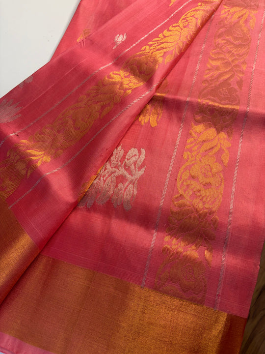 The Lotus Saree- Peach Pink Uppada Silk Saree