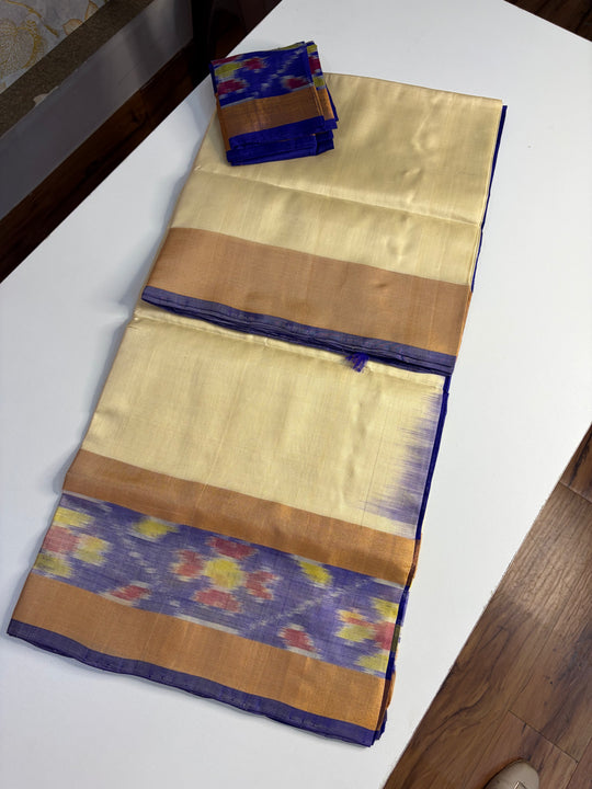 Vyoma - Blue and Cream Uppada Silk Saree