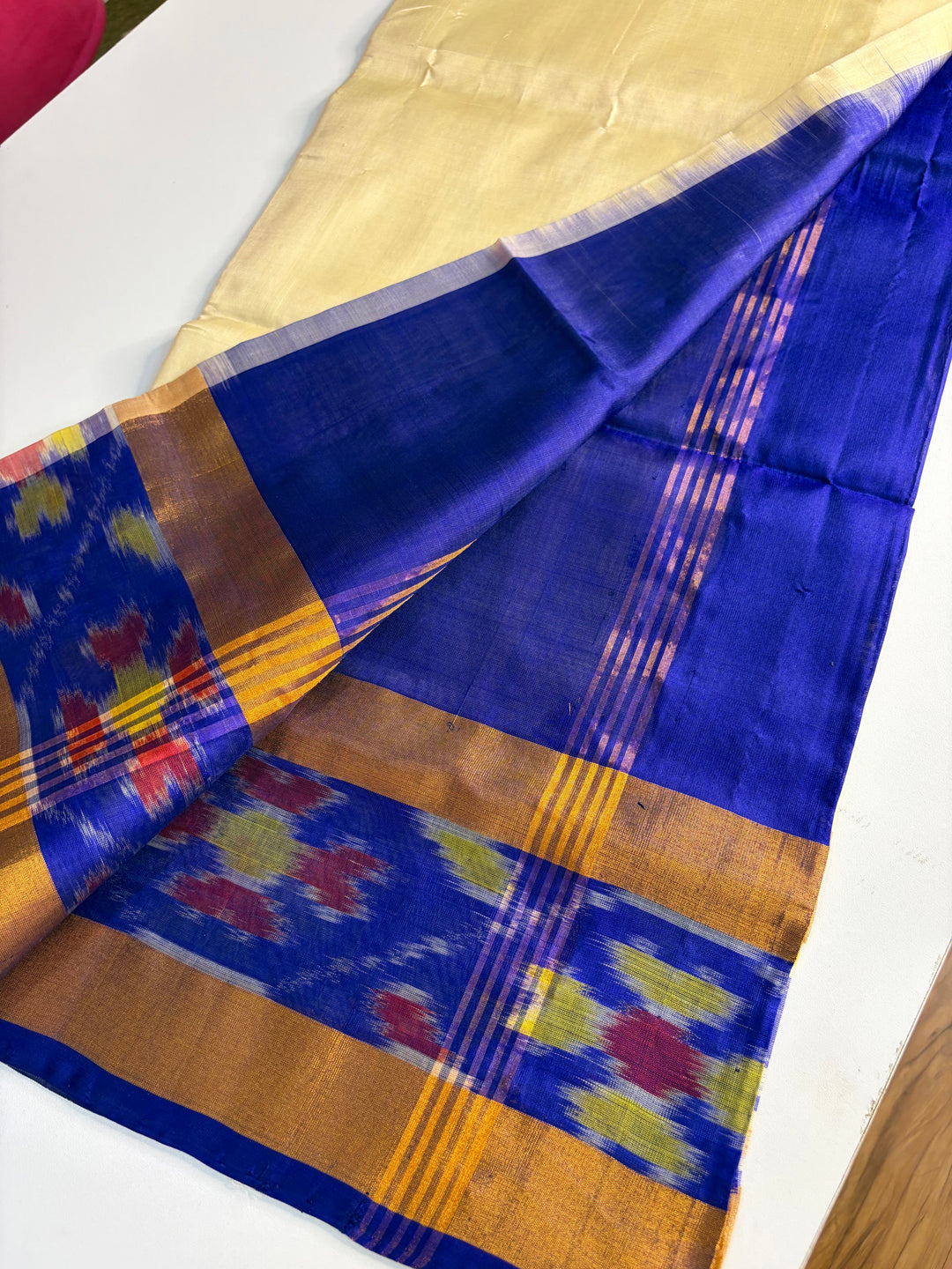 Vyoma - Blue and Cream Uppada Silk Saree