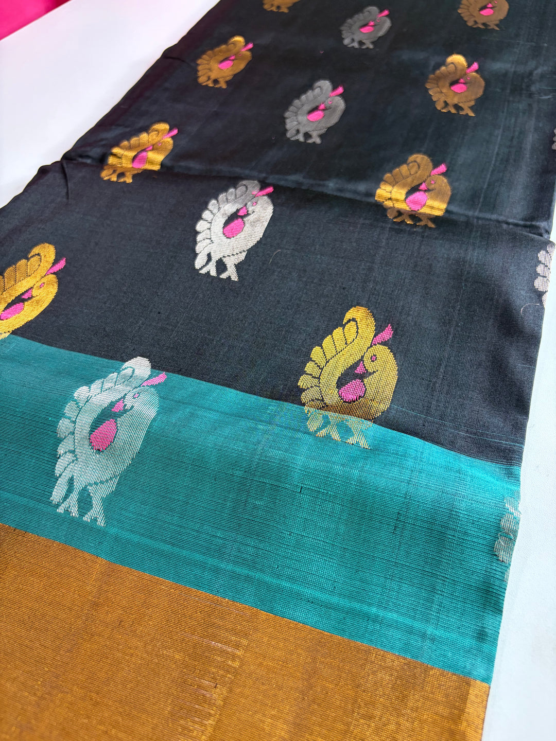 That Black & Teal Saree - Handwoven Uppada Silk Saree