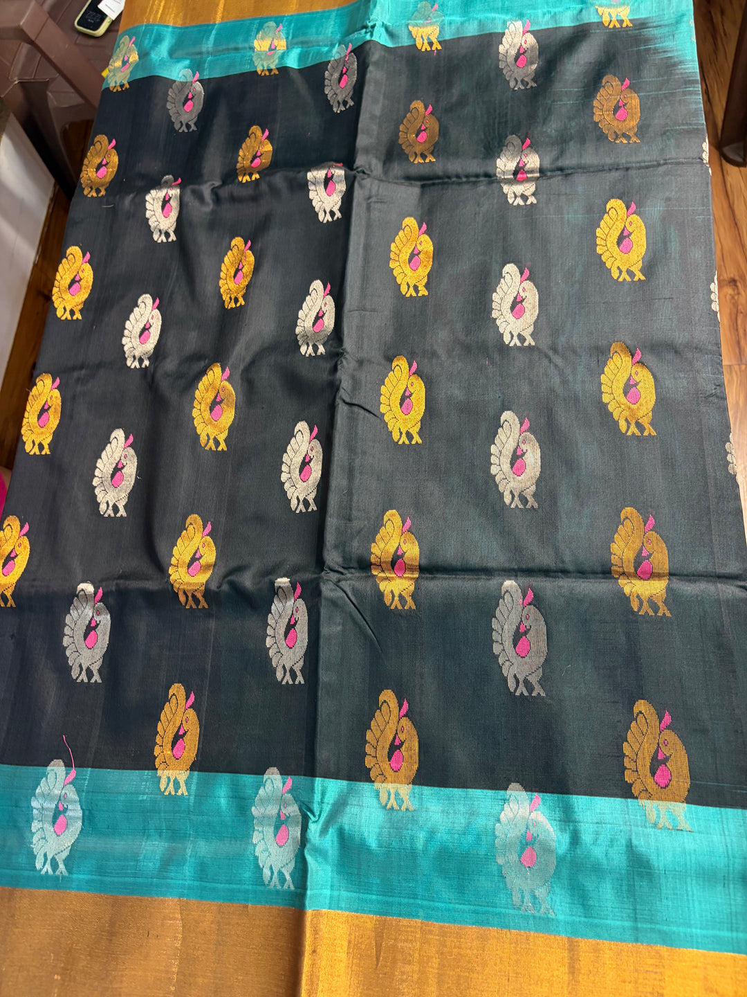 That Black & Teal Saree - Handwoven Uppada Silk Saree