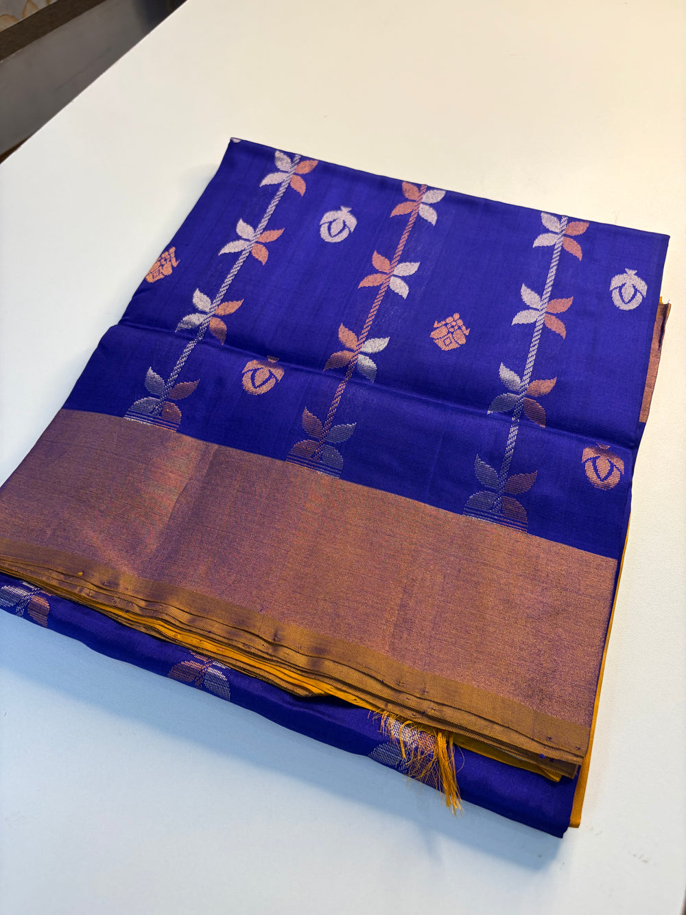 Golden Blue - Handwoven Uppada Silk Saree