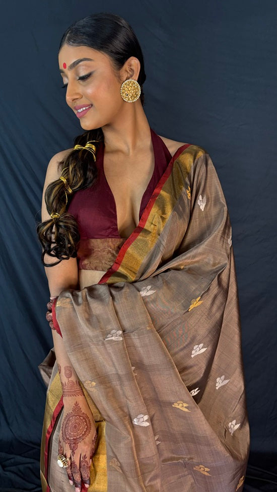 Myra - Handwoven Jamdani Silk Saree