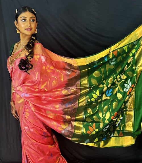 Chitrangada - Pink Handwoven Jamdani Silk Saree