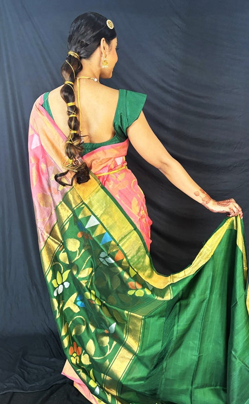 Chitrangada - Pink Handwoven Jamdani Silk Saree