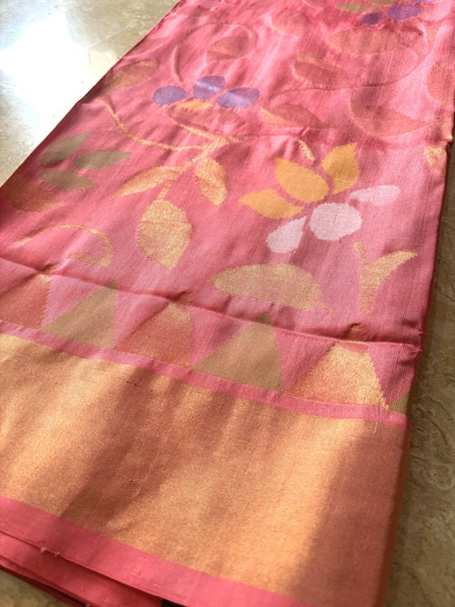 Chitrangada - Pink Handwoven Jamdani Silk Saree