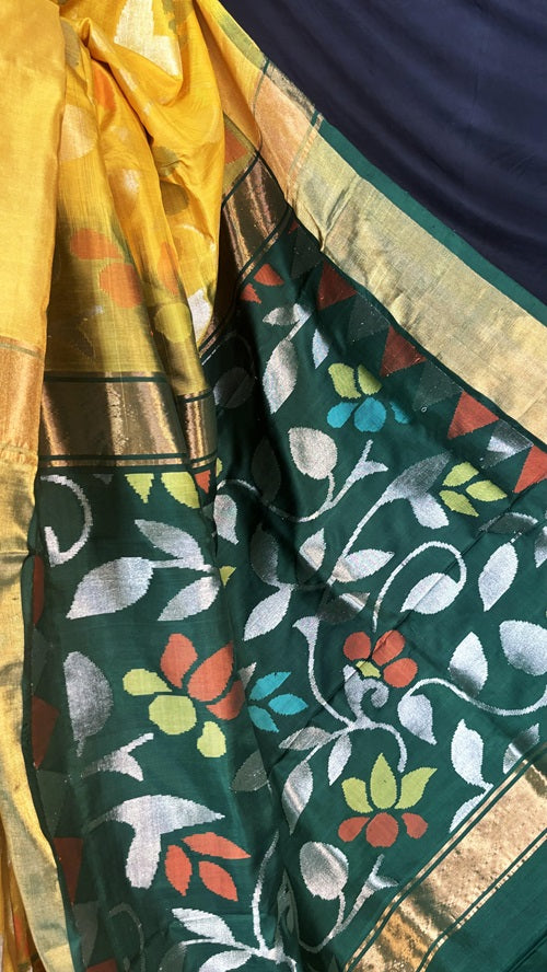 EkaParnika - PRE ORDER Yellow Handwoven Jamdani Silk Saree