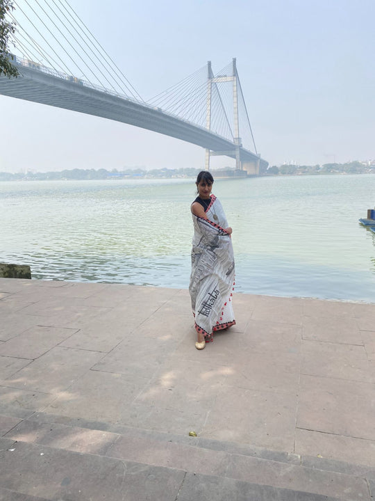 My City, My Saree - KOLKATA :Designer Hand Painted Cotton Saree