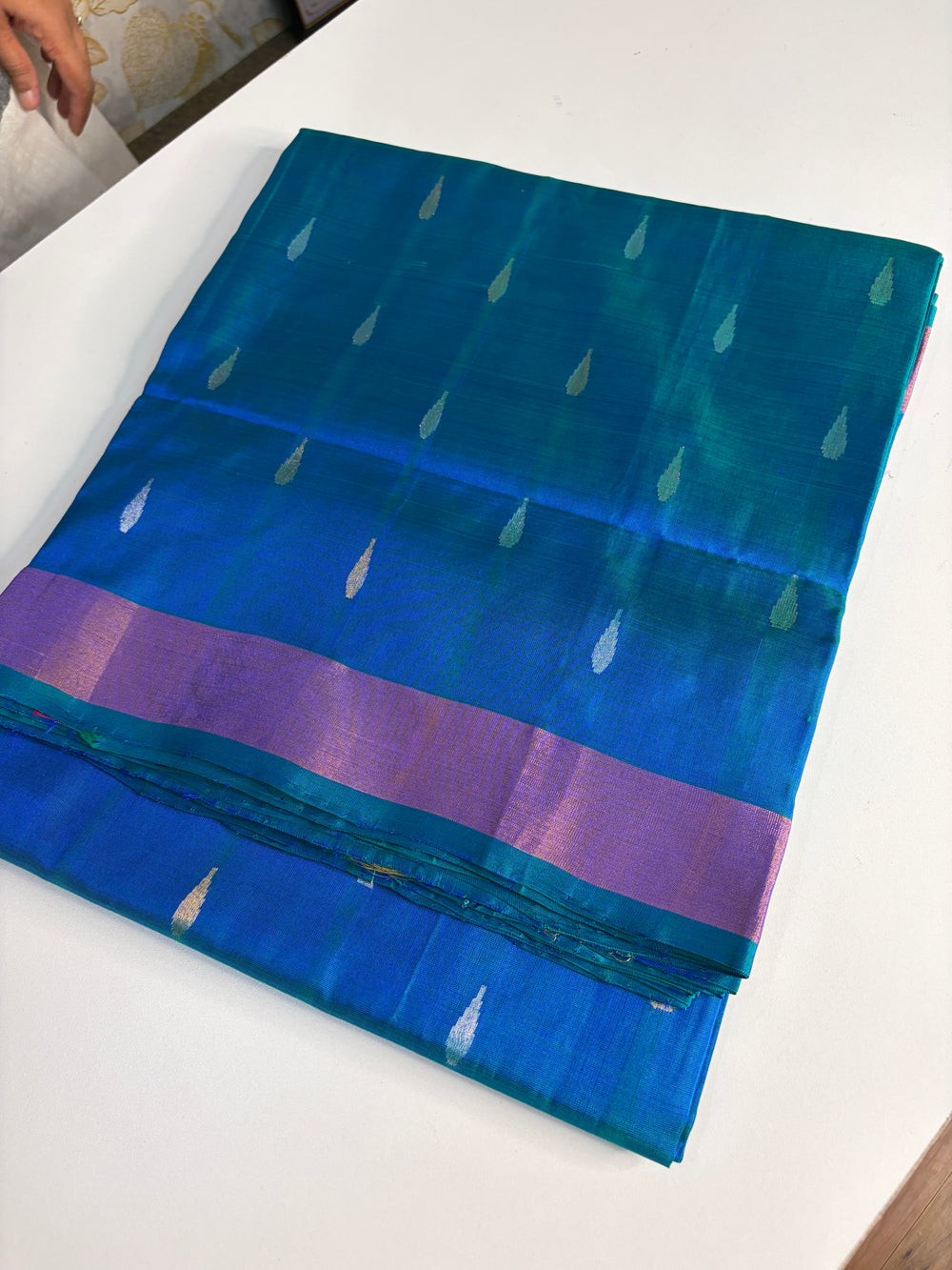 Nalini - Firoza Blue Uppada Jamdani Silk Saree