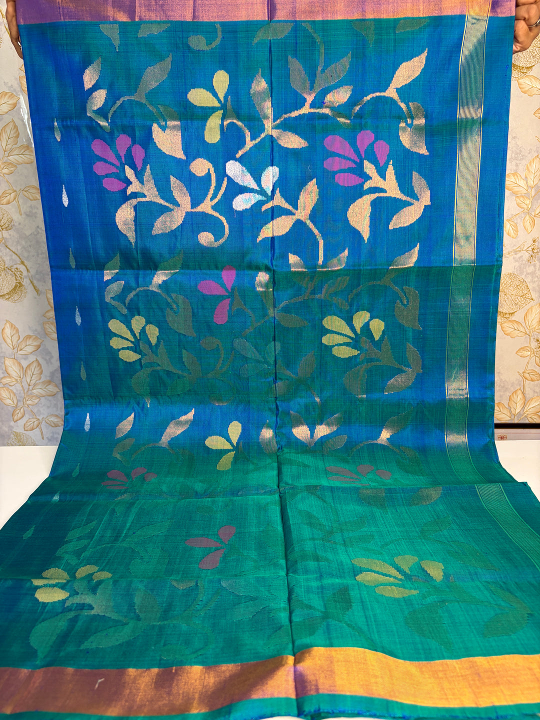 Nalini - Firoza Blue Uppada Jamdani Silk Saree