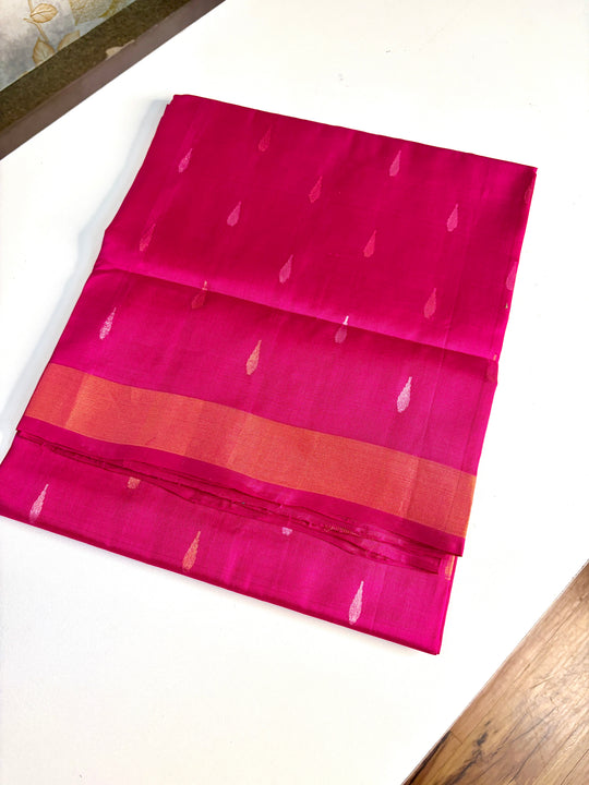 Dhvani - Rani Pink Uppada Jamdani Silk Saree