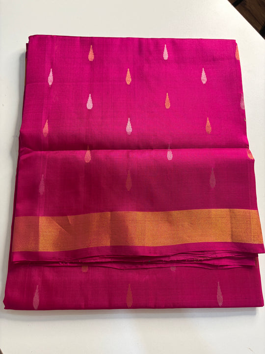 Dhvani - Rani Pink Uppada Jamdani Silk Saree