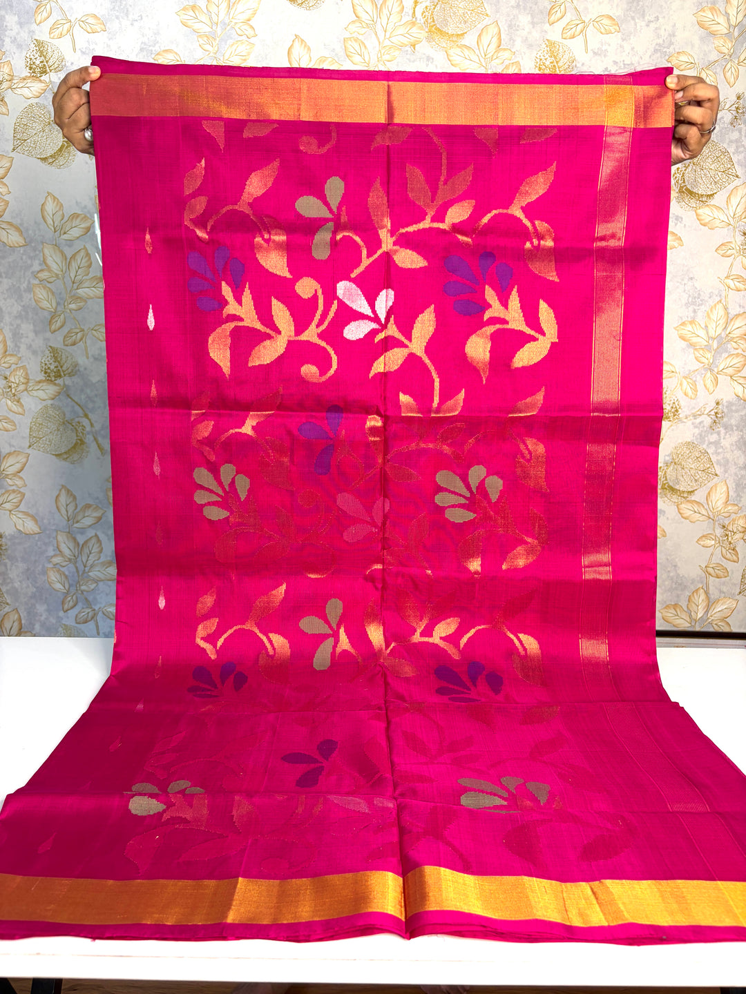 Dhvani - Rani Pink Uppada Jamdani Silk Saree