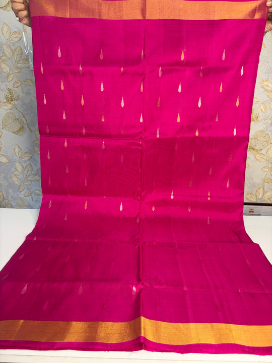 Dhvani - Rani Pink Uppada Jamdani Silk Saree