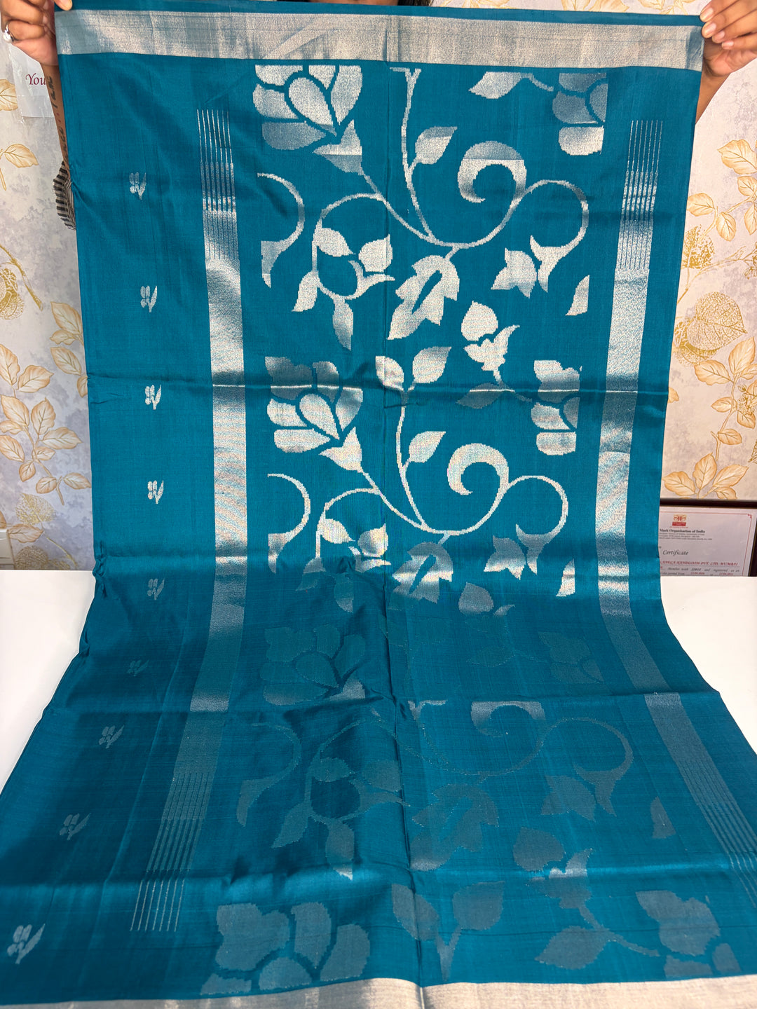 That Teal Beauty- Handloom uppada jamdani Silk Saree