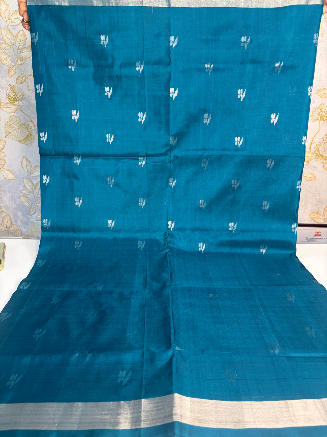 That Teal Beauty- Handloom uppada jamdani Silk Saree