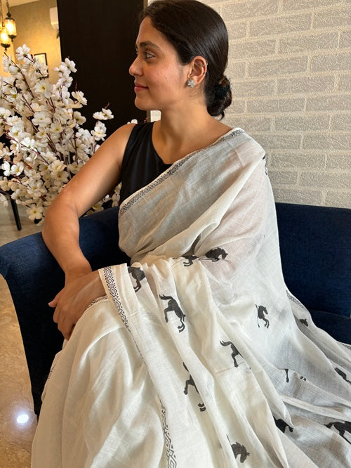 KalaGhoda -Hand Block Print Designer Cotton Saree