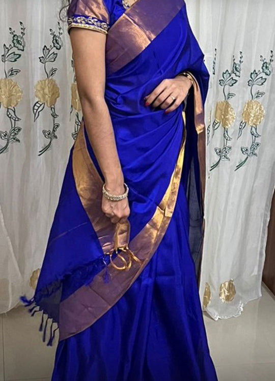 Sahiti- Handwoven Blue Uppada Silk Saree